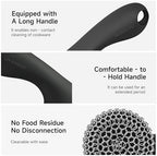 SUBEKYU Cast Iron Scrubber with Silicone Handle, Stainless Steel Skillet Cleaner for Cast Iron Pans (Black Scrubber + Scraper) - Image 5