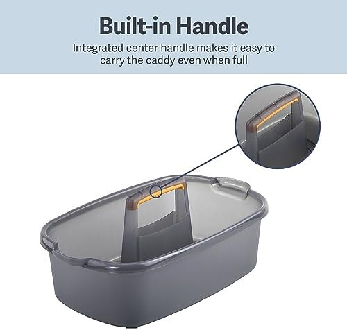Casabella Plastic Bucket, Gray and Orange, 1.85 Gallon | Storage Caddy | With Handle | Pack of 6 - Image 3