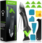 Goopreen 5 in 1 Caulking Tool Silicone Caulking Grout Removal Sealant Finishing Tool with Stainless Steel Head, 6 Replaceable Pads, Gap Seam Repair Kit for Kitchen Bathroom Sink Toilet Caulking by Goopreen