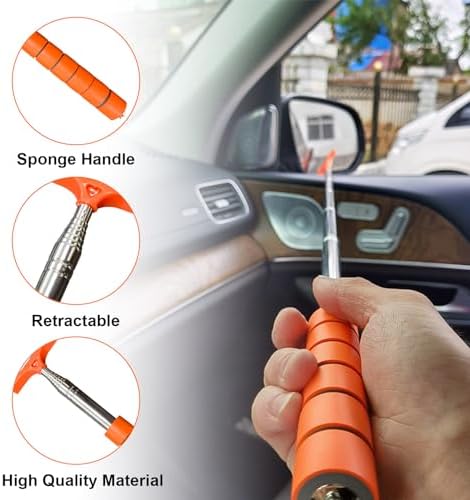 Dickno Car Side Mirror Squeegee, 35.6'' Retractable Rearview Mirror Wiper, Mini Portable Auto Window Squeegee Cleaner, Universal Vehicle Glass Cleaning Tool for Rainy Foggy Weather (Orange) - Image 5