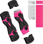 DEKEones Razor Blade Scraper, 2 Pack Double Edged Razor blade Scraper Tool with 30 Pcs Razor Blades, Glass Scraper for Windows, Decals, Tint, Stickers, Labels, Caulk, Adhesive（Pink） by SpecializedinScrapingandPlasteringTool