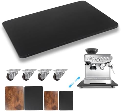 360° Appliance Slider Sliding Tray, Coffee Maker Rolling Tray for Counter Under Cabinet Coffee Pot Mat for Espresso Machine, Toaster, Air Fryer, Quiet Wheels, Black (Large 15.7"×13") by JAYOBGO