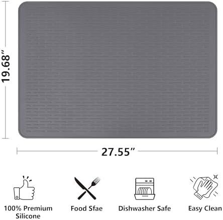 Stove Top Cover for Electric Stove- Range Covers for Electric Stove,Silicone XXL Dish Drying Mat, Glass Cooktop Covers, Flat RV Range top Mats (Gray, 28"x20") - Image 2