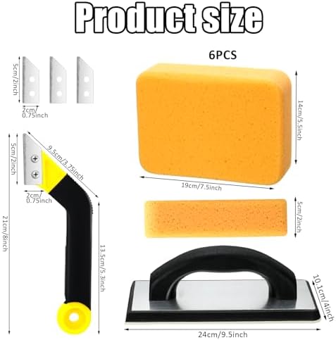 Blulu 11 Pcs Grout Float Set, Rubber Float, 6 Sponges, Angled Saw, Black - Image 2