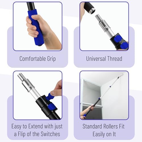 Bates- Extension Pole, 2.4 to 6 Ft, 2 Pack, Dark Blue, Telescopic Pole for Painting and Cleaning - Image 3