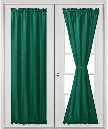 Hiasan French Door Curtains Privacy, Emerlad Green, 24W x 72L, 1 Panel - Image 2