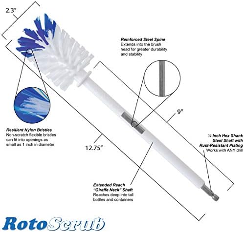 RotoScrub Bottle Brush - Drill Accessory - Clean Water Bottles, Coffee Mugs, Cups, Pots, Glasses, Jars, Blenders & Pitchers - Image 5