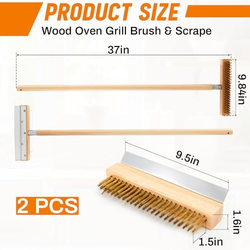 Reallnaive 2 Pack 37 Inch Wood Handle Pizza Oven Brush with Scraper - Image 3