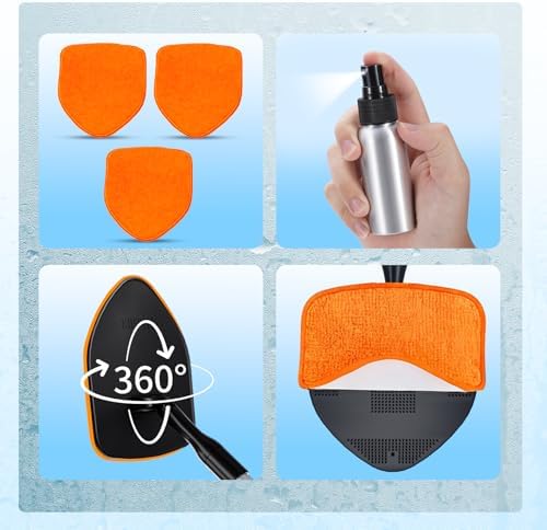 XINDELL Interior Windshield Cleaner Tool, Car Window Cleaning Kit with 4 Reusable Microfiber Pads, Extendable Handle & 360° Rotating Head, Streak-Free Auto Glass Wiper for Truck SUV RV - Image 5