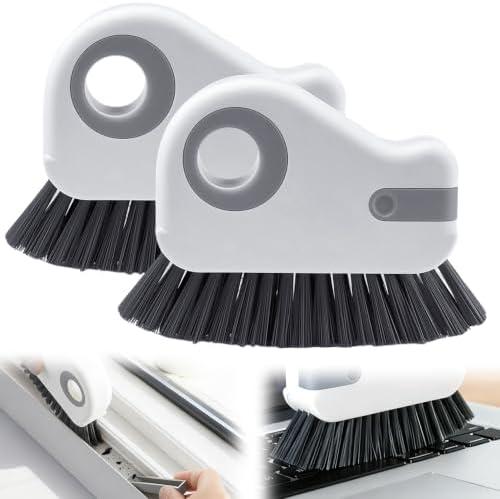 Window Track Cleaner, Groove Cleaning Tool,Crevice Clean Brush (2Pcs-Grey) by Elxdzu