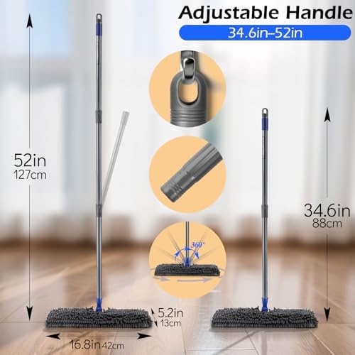 Dust Mop for Hardwood Floors,Double-Sided Flat Mops with 4 Mop Pads - Image 3