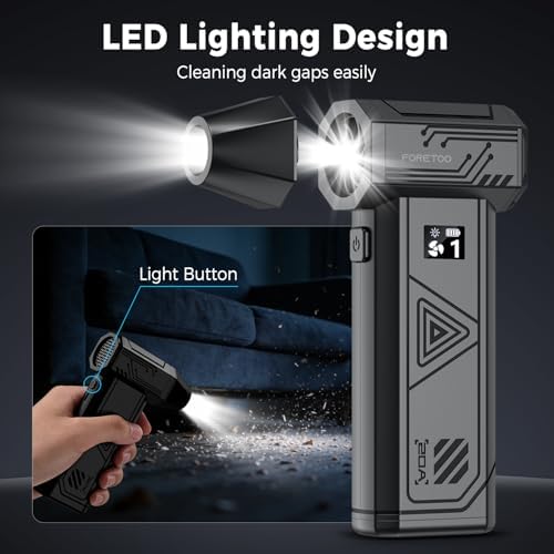 Foretoo Compressed Air Duster,130000RPM Super Power LED Display Electric Air Duster with Extended Runtime,Rechargeable Air Blower for Home,Camera,Car,Computer,Keyboard - Image 6