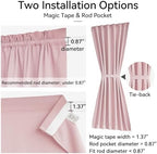 Vatge Door Curtains for Door Window, Door Coverings for Small Window, 1 Panel, W25 x L40, Baby Pink - Image 2