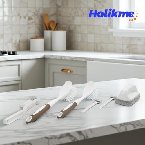 Holikme Dish Brush Cleaning Brush Set for Cleaning Groove Gap,Brown - Image 7