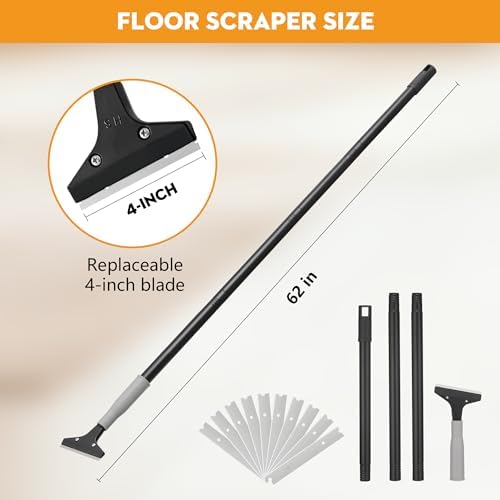 Luvenia Heavy Duty 4-Inch Razor Blade Floor Scraper, 62-Inch Long Handle - Image 5