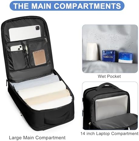 coofay Large Travel Backpack For Women Airline Approved Carry On Waterproof Sports Luggage Casual Daypack Small Hiking Backpack Black - Image 5