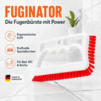 FUGINATOR® Grout Brush White/Red - Ergonomic Heavy Duty Cleaning Brush for Bathroom, Shower & Kitchen - Deep Detail Scrubber for Wall & Floor Tiles, Crevices & Tight Spaces - Made in Germany - Image 4