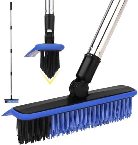Grout Cleaner Brush with Long Handle, V-Shaped Floor Scrub Brush Swivel Grout Brush Stiff Bristle Floor Grout Scrubber for Bathroom, Tile Line, Crevice, Kitchen, Wall, Deck, Garage (Blue) by RarefRoom