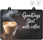 Coffee Cup with Beans Print Stove Top Cover for Electric Stoves, Vintage Coffee Themed Glass Cooktop Cover 28x20 Inch Brew Hot Cafe Pattern Dish Drying Mat for Kitchen Countertop Coffee Bar - Image 2