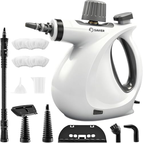 Saker Handheld Steam Cleaner New,Portable Steam Cleaner for Home,1050W Steam Cleaner,4 Fiber Cloths for Quick Heating & Deep Cleaning of Floors, Cars, and Kitchen by Saker