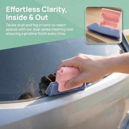 2PCS Magic Car Window Track Cleaner Tool Set, Pink&Gray - Image 3