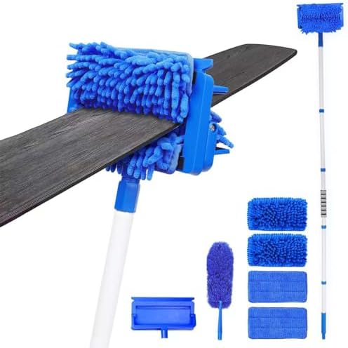 Ceiling Fan Cleaner Duster with 72" Extension Pole & 4 Reusable Pads, High Ceiling Fan Blade Cleaning Tool, Flexible Microfiber Duster for Baseboard,Blinds,Cobwebs,Floor, -Lightweight & Washable by LIYFUHY
