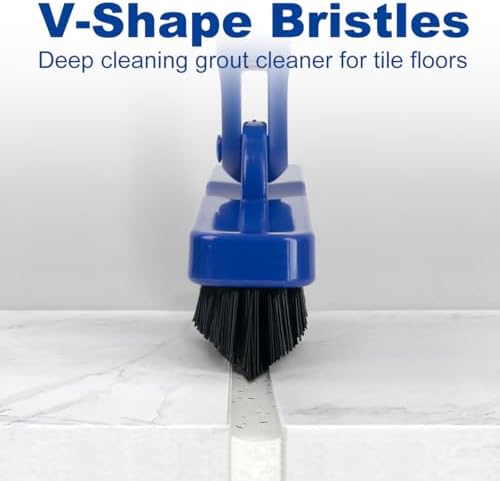 CELOX Grout Brush with Long Handle, Tile Grout Cleaner Brush for Tile Floors, for Shower Tile, for Cleaning Grout, Blue - Image 2