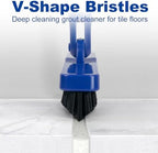 CELOX Grout Brush with Long Handle V-Shape Grout Line Scrubber with Stiff Bristle for Deep Cleaning Tile Grout, Blue - Image 3