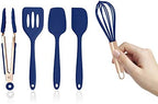 COOK WITH COLOR Silicone Cooking Utensils, Kitchen Utensil Set, Easy to Clean Silicone Kitchen Utensils, Cooking Utensils for Nonstick Cookware, Kitchen Gadgets Set, Mini, Navy by CookwithColor