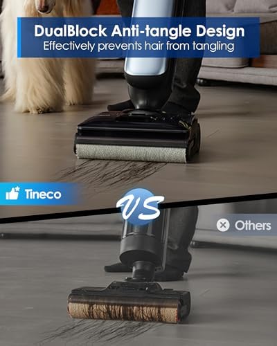 Tineco Floor One S9 Artist Pro Wet Dry Vacuum Cleaner, 22kPa Suction, 360° SmoothDrive, Anti-Tangle Design, 185°F Flashdry, 75 Min Runtime, Dual-Edge Cleaning, 180° Lay-Flat - Image 4