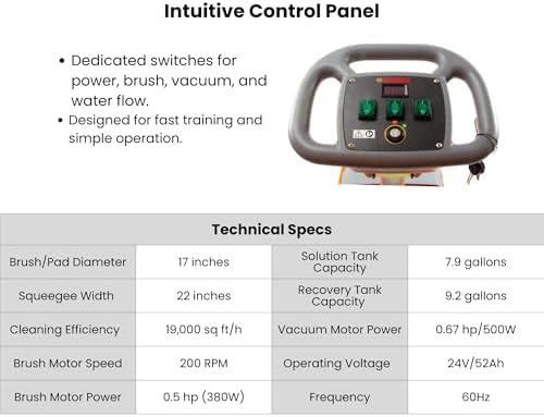 SUNMAX 17" Walk-Behind Commercial Floor Scrubber, Lithium Battery - Image 6