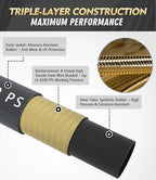 Pressure Washer Hose 50 ft, 4200 PSI Flexible & Kink-Resistant, Steel-Braided & Durable, High Power Washer Hose with M22-14mm Stainless Steel Plug, Hot/Cold Water Compatible - 50 Foot, Gray - Image 4