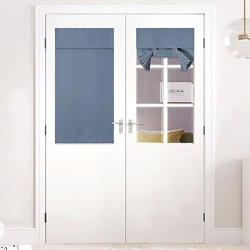 NICETOWN Stone Blue French Door Curtains for Kitchen Front Back Window by NICETOWN