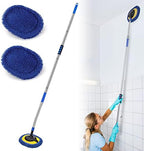 Wall Cleaner, Max 66'' Wall Mop with Long Handle, Ceiling Dust Mop with 15° Labor-Saving Elbow Extension Pole, Baseboard Duster Washer Scrubber, High Reach Window Cleaning Brush, Roof Cleaning Tool-BU by SLIIMU