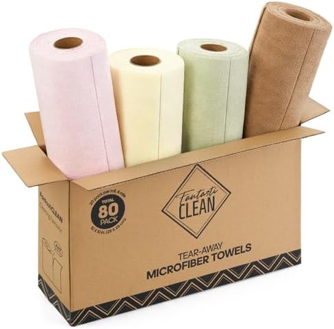 Fantasticlean Kitchen Towels Roll, 80 Sheets, 10'' (Pink,Grayish,Beige,Tan) by Fantasticlean