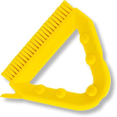 SPARTA Plastic Commercial Grout Brush, Triangle-Shaped Scrub Brush with Scraper and Two Threaded Holes for Attaching Handle (Sold Separately), 9 x 7 x 7 Inches, Yellow, (Pack of 4) - Image 2