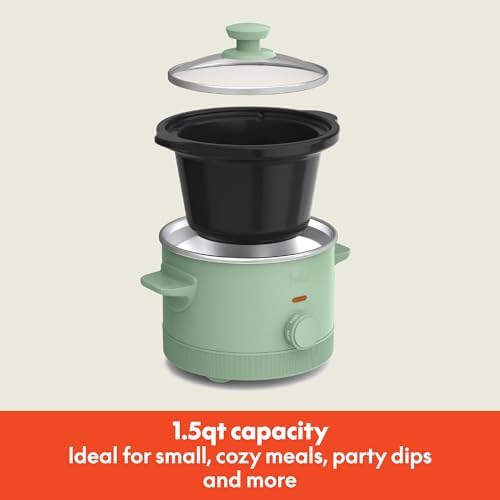 bella 1.5qt Non-Toxic Manual Slow Cooker with 3 Heat Settings, Seaglass - Image 2