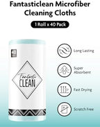 Fantasticlean Microfiber Cleaning Cloth Roll- 40 Sheets, 12" x 12" (Blue) - Image 3