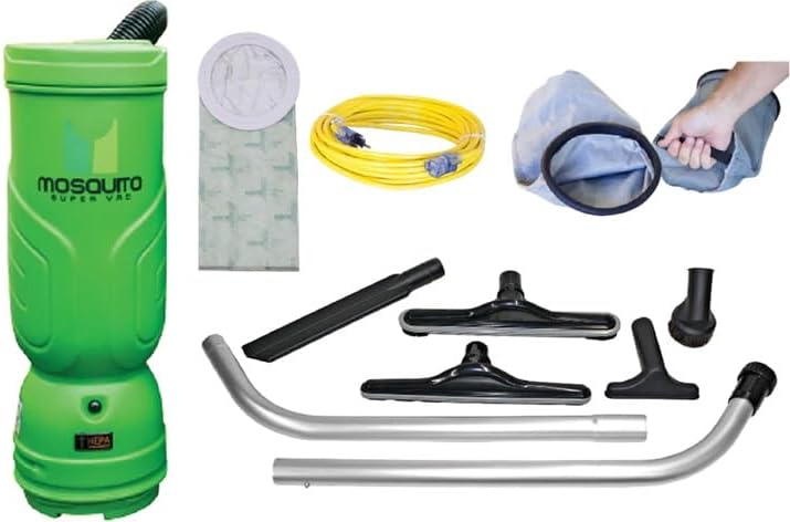 Mosquito-America Super Vac Backpack Vacuum with HEPA Filtration (Model 06-1062-MG) - 6-Quart Capacity/Green/Smooth Glide Tool Kit Included. Great for Commercial or Residential Applications! - Image 2