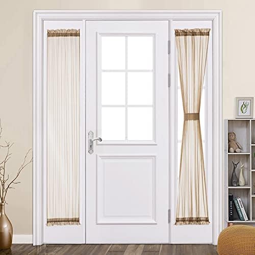 MIULEE Brown 25 x 72 Inches Sidelight French Door Sheer Curtains by MIULEE