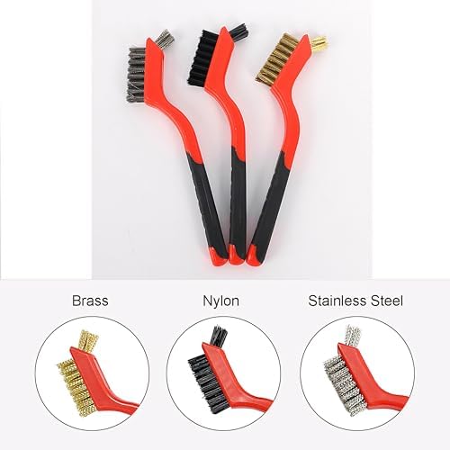 XDMTWLKJ Small Wire Brushes Set for Cleaning Rust Removal in Holes, 3pcs Brass/Stainless Steel/Nylon Brushes - Image 3