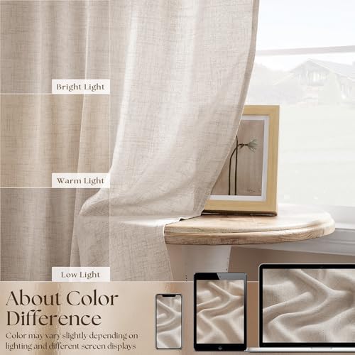 40 Inch Short Linen Curtains 2 Panels Rod Pocket for Small Window - Image 4