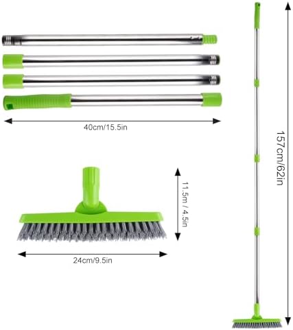 2 Pack Grout Brush with Long Handle, Swivel Cleaning Grout Line Scrubber - Durable Handle Grout Cleaner Brush for Bathroom,Tile,Baseboard,Walk in Shower,Corner & Narrow Space (Green) - Image 3