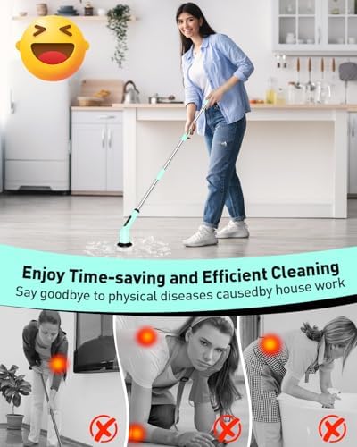 Electric Spin Scrubber, Shower Scrubber Cordless Scrub Brush, Green - Image 2