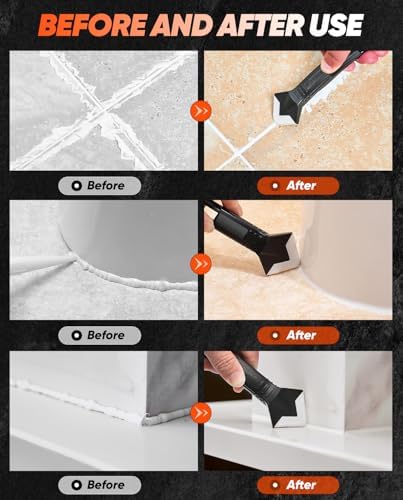 Saker Silicone Caulking Tool 3-in-1 Grout Removal Tool Classic Black - Image 6