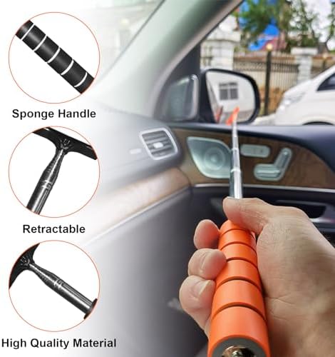 Dickno Car Side Mirror Squeegee, 35.6'' Retractable Rearview Mirror Wiper, Mini Portable Auto Window Squeegee Cleaner, Universal Vehicle Glass Cleaning Tool for Rainy Foggy Weather (Black) - Image 5