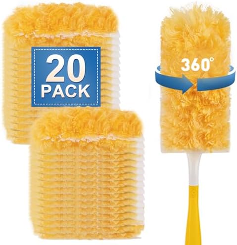 Heavy Duty Duster Refills Compatible with Swiffer Duster, Unscented Disposable Dusters Kit for Cleaning Dusting Furniture Blind Ceiling Fan, Multi Surface 360 Feather Duster (20) by YHOVID