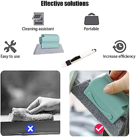 Window Groove Cleaning Tools Set,Small Multipurpose Track Brush with dustpan,Magic Gap Scouring Pad with 10 Replacement Sponge,Sliding Door Slot Cleaner Tools,Hand-held Family Sill Crevice Clean Scrub - Image 4