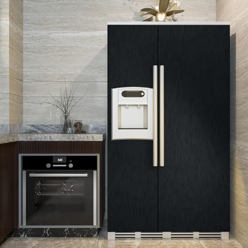 CRE8TIVE Thick Black Stainless Steel Contact Paper for Appliances Brushed Metallic Black Wallpaper Peel and Stick Heat Resistant Removable Wallpaper for Kitchen Dishwasher Fridge Oven Cabinets 12"x80" - Image 3