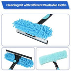 65'' Window Washing Kit with Extension Pole, 2-in-1 Window Cleaning Kit with Scrubber and Rotating Head, Window Cleaner Tool for Shower Rooms, Glass, Floors, Tiles, Walls, Car Windshields - Image 4